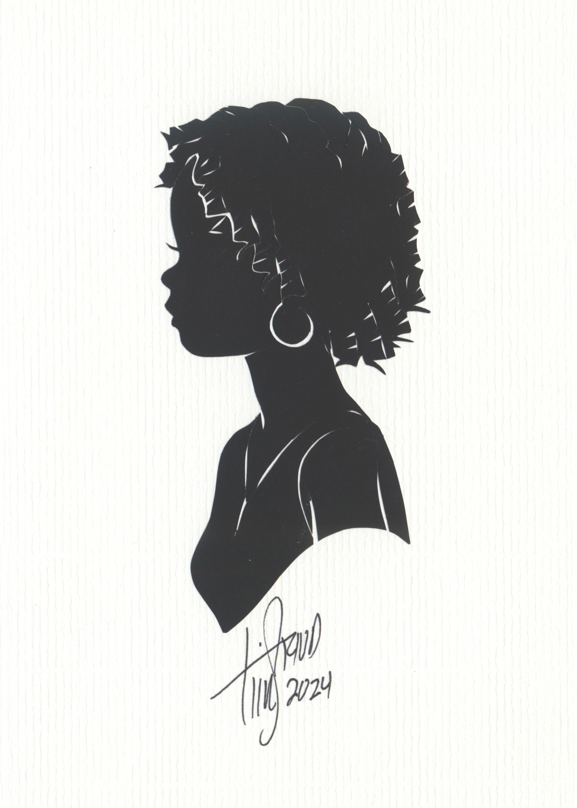 Curly Hair Girl Silhouette